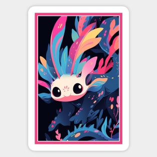Cute Axolotl Anime Art Design | Cute Animals | Axolotl Hentaii Chibi Kawaii Design Sticker